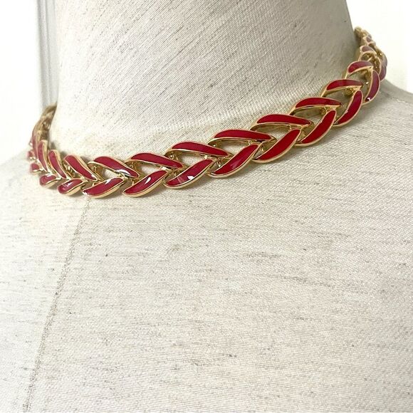 Napier vintage red enamel link necklace - Picture 3 of 10